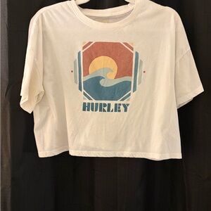 Hurley White Crewneck Tee with Subtle Taupe Logo